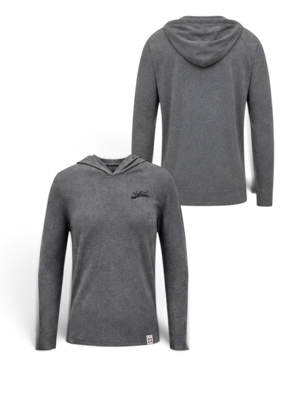 22 Fresh Charcoal Grey Long Sleeve Lightweight Hooded Tee Shirt Top Medium